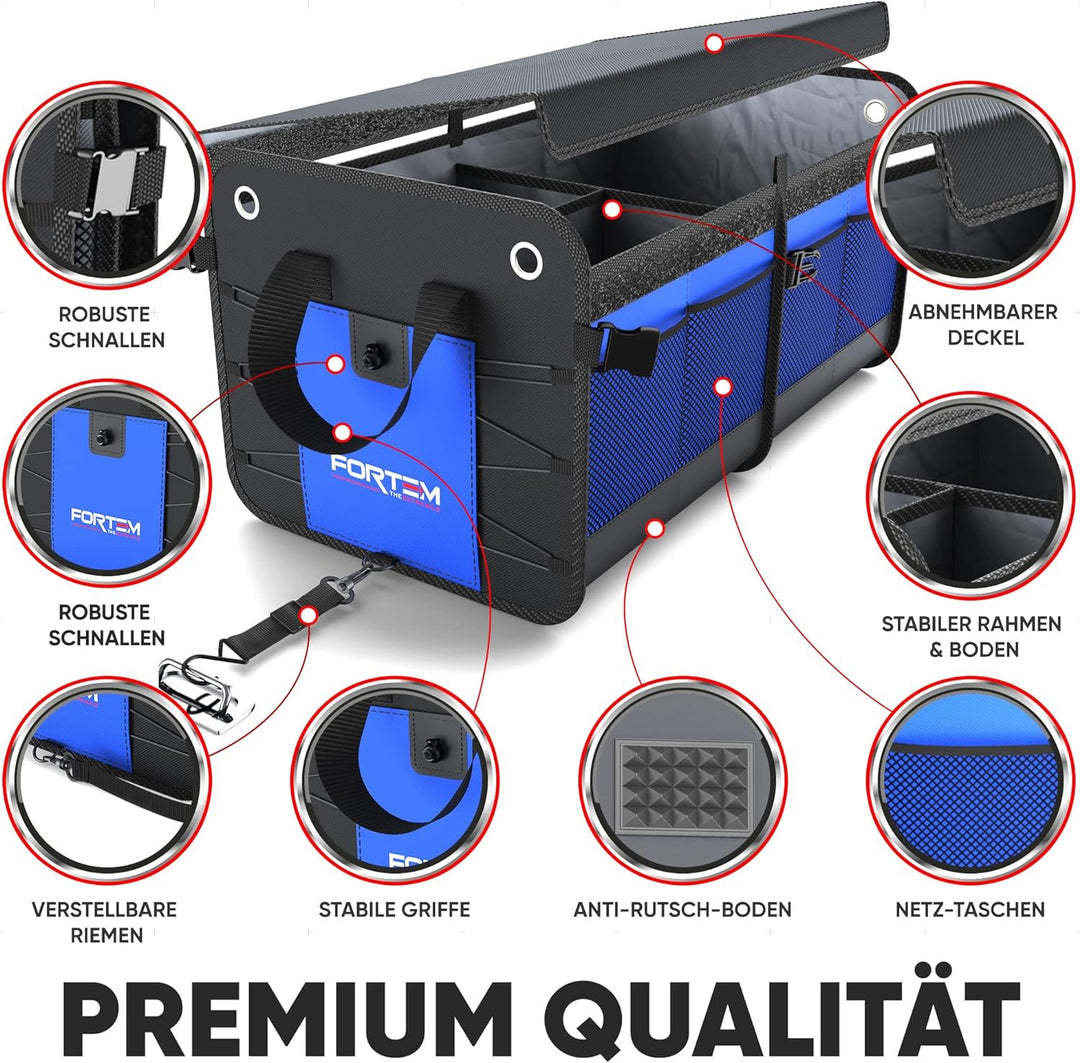 FORTEM Kofferraum Organizer, Kofferraumtasche, Zusammenklappbarer Auto Organizer Kofferraum mit Fäch