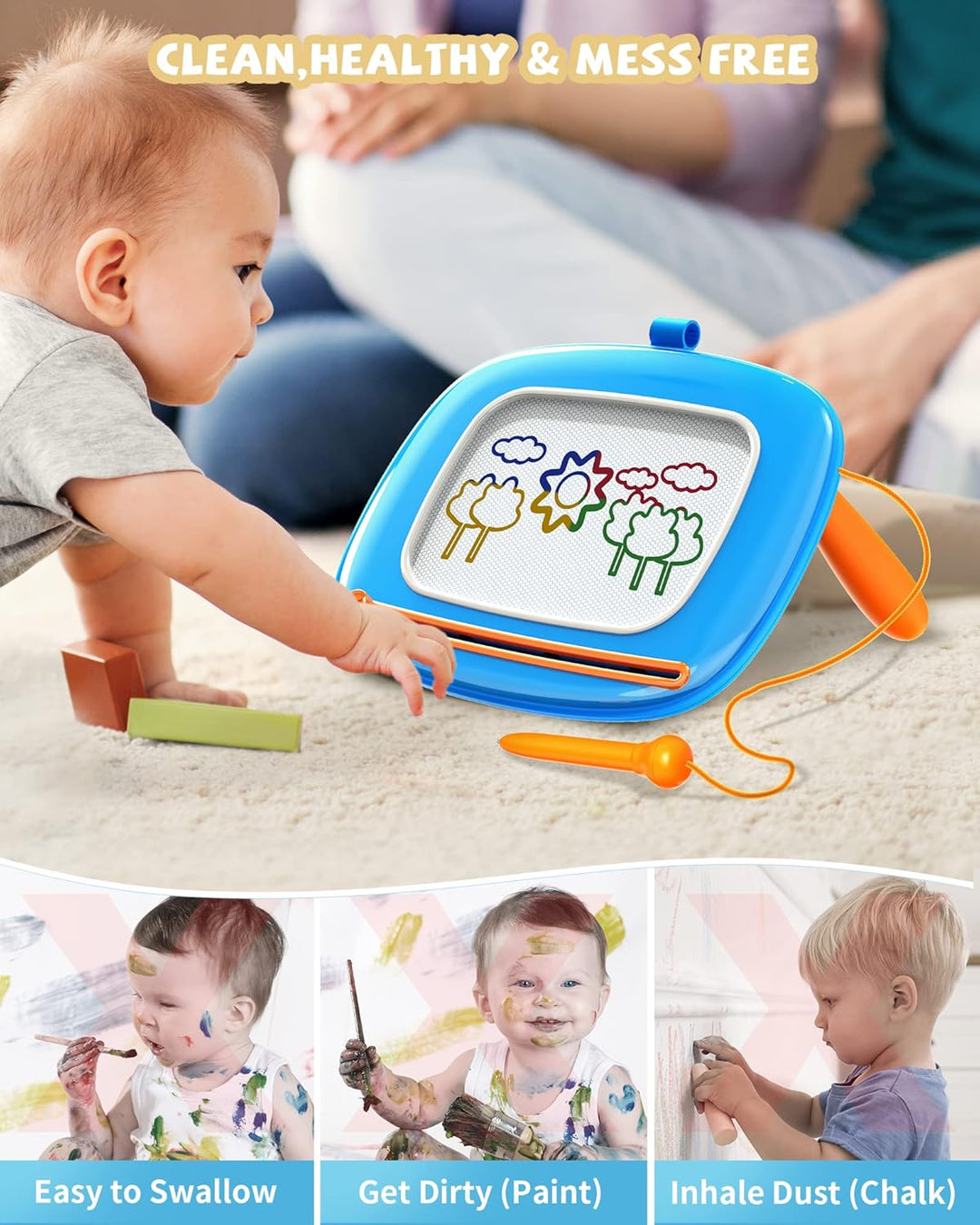 Kikapabi Magnetisches Zeichenbrett für Kleinkinder – Geschenk zum 1. Geburtstag für Mädchen und Jung