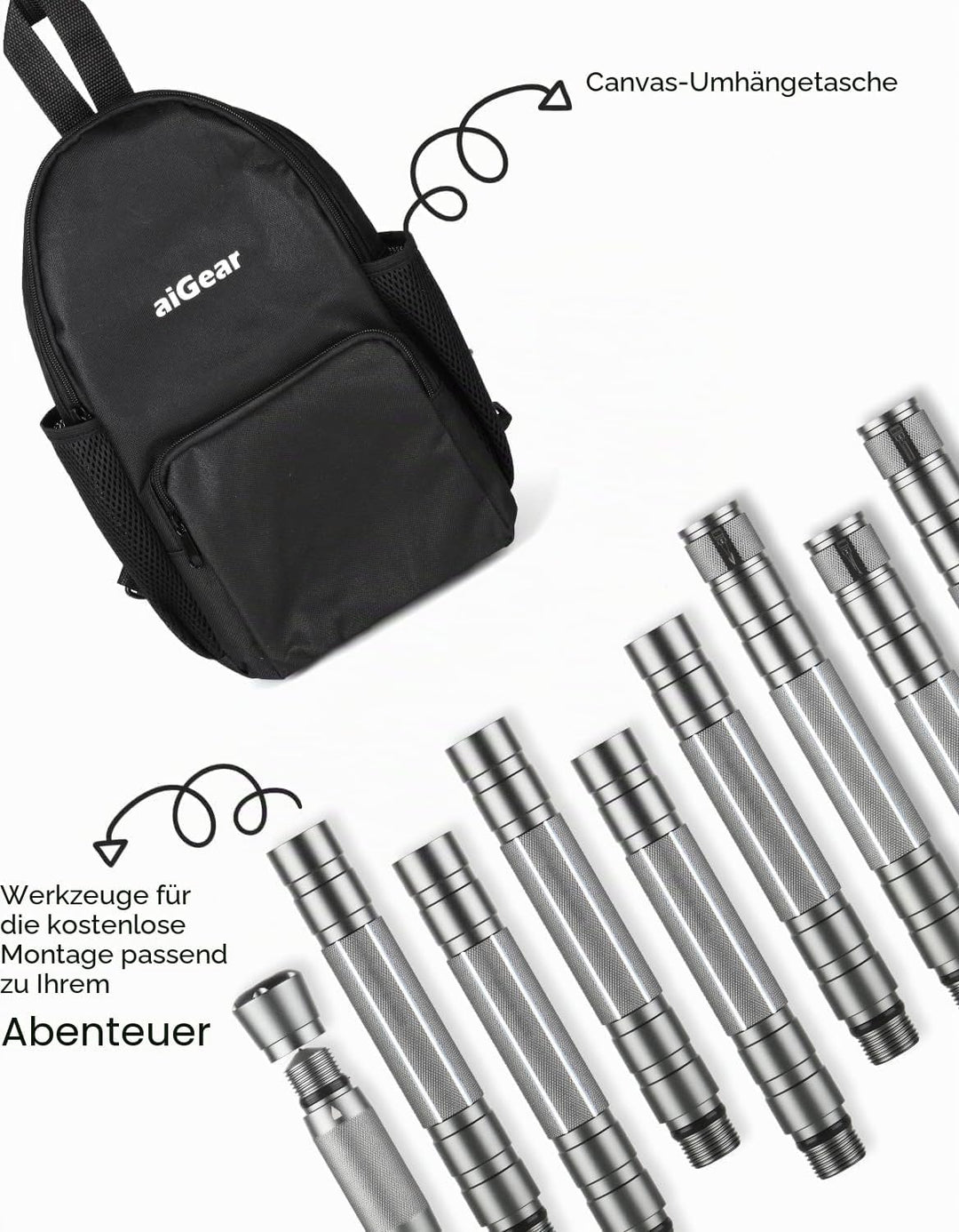aiGear Taktischestöcke/Wanderstöcke | Upgraded Aluminium Taktische Pole Taktischer Stock | Outdoor 5