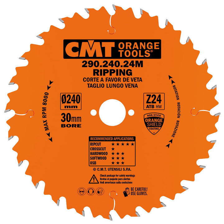 CMT Orange Tools 290.240.24 M – Kreissägeblatt 240 x 2,8 x 30 Z 24 ATB 20 Grad