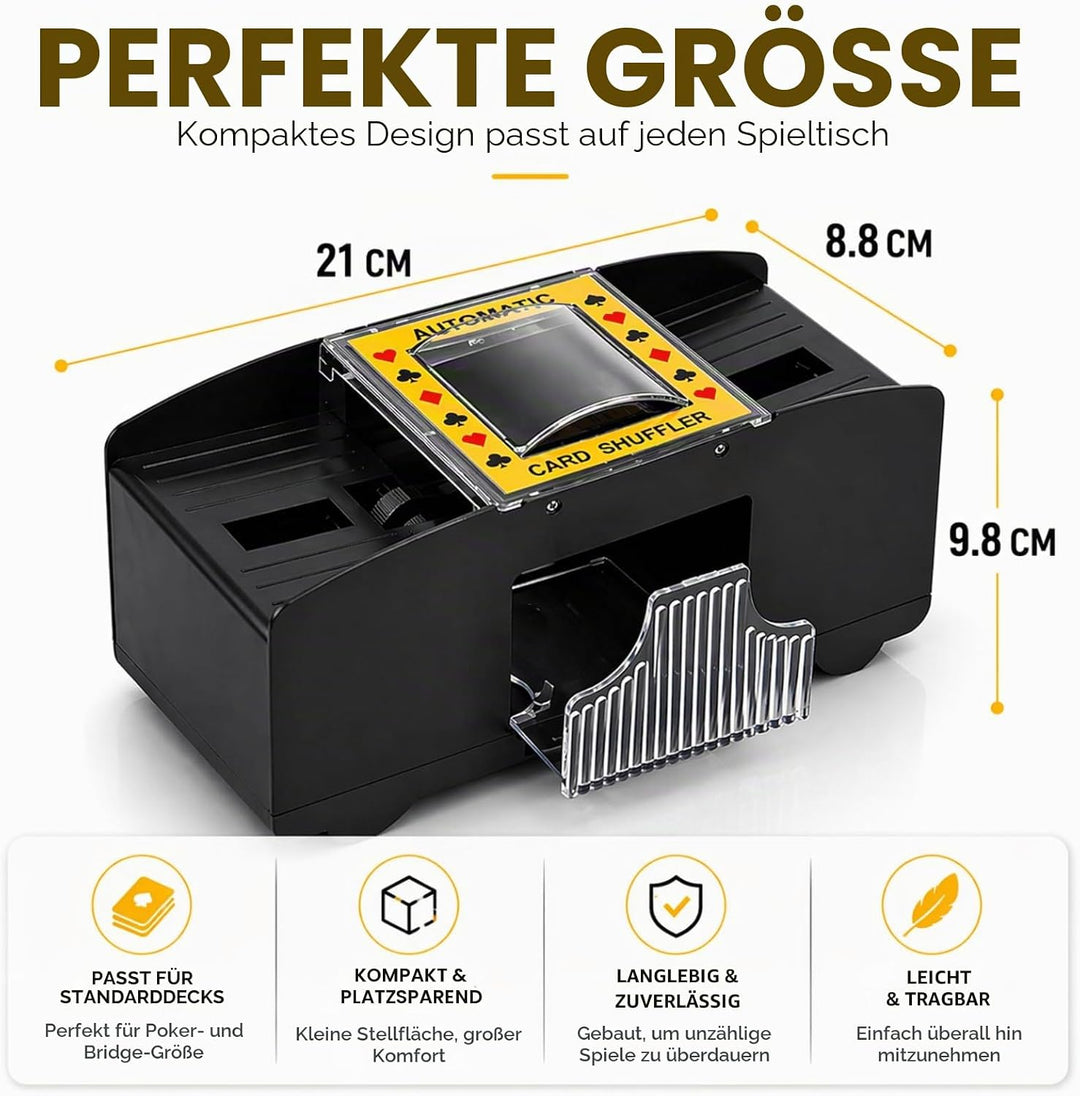 Kartenmischmaschine Elektrische für 1-2 Decks, Automatischer Kartenmischer für UNO, Poker, Skyjo, Sk