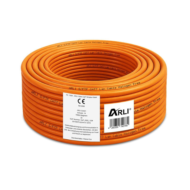ARLI Cat7 Verlegekabel 100 m Netzwerkkabel inkl. Abisoliermesser CAT.7 LAN Halogenfrei Installations