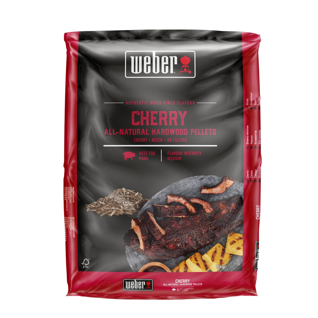 Weber Kirschholz Pellets/Geeignet für alle Pelletgrills, Subtiler, fruchtiger, süsser, rauchiger Ges