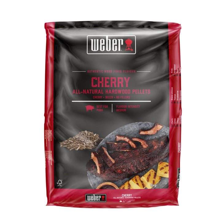 Weber Kirschholz Pellets/Geeignet für alle Pelletgrills, Subtiler, fruchtiger, süsser, rauchiger Ges