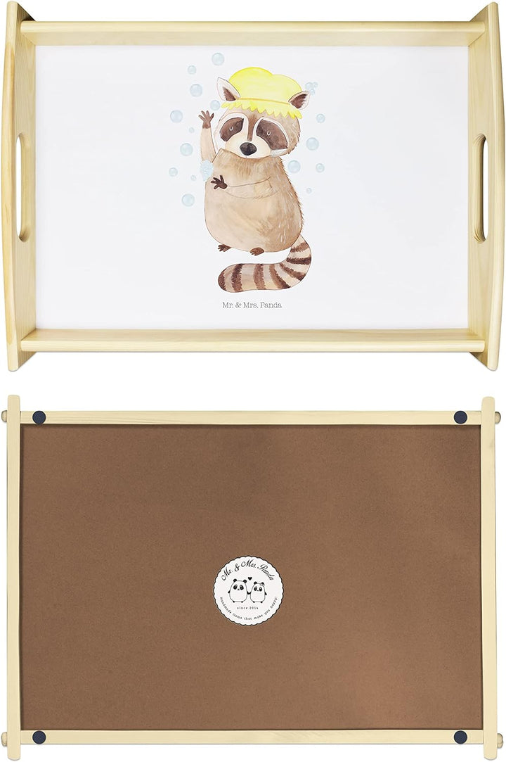 Mr. & Mrs. Panda Serviertablett Waschbär - Geschenk, Gute Laune, Tiere, lustige Sprüche, Dekotablett