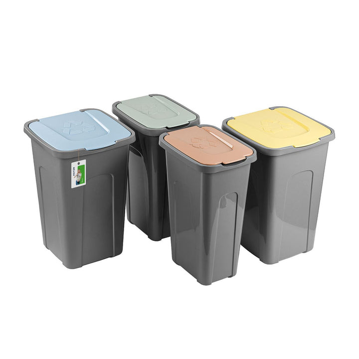 PAFEN Grosser Mülleimer SET für Recycling - 4er Abfallbehälter Hohe Recyclingbehälter - 2x 30l und 2