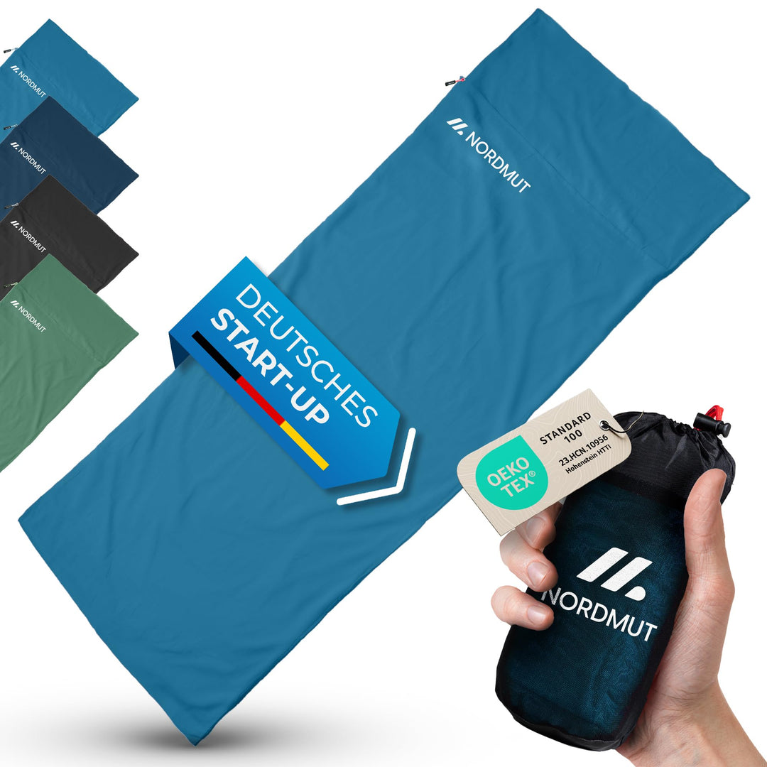 NORDMUT® Hüttenschlafsack Ultraleicht aus Mikrofaser oder Baumwolle - Reiseschlafsack atmungsaktiv k