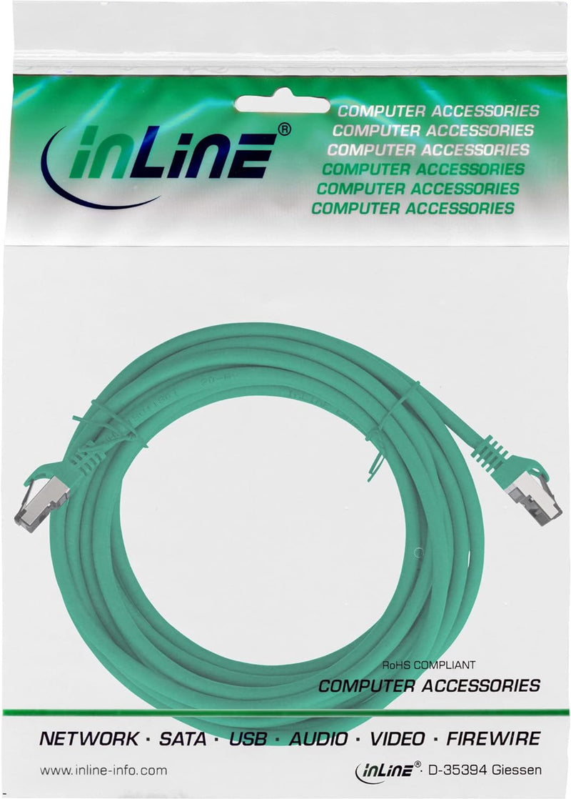 InLine® Patchkabel, S/FTP (PiMf), Cat.8.1, 2000MHz, halogenfrei, Kupfer, grün, 15m