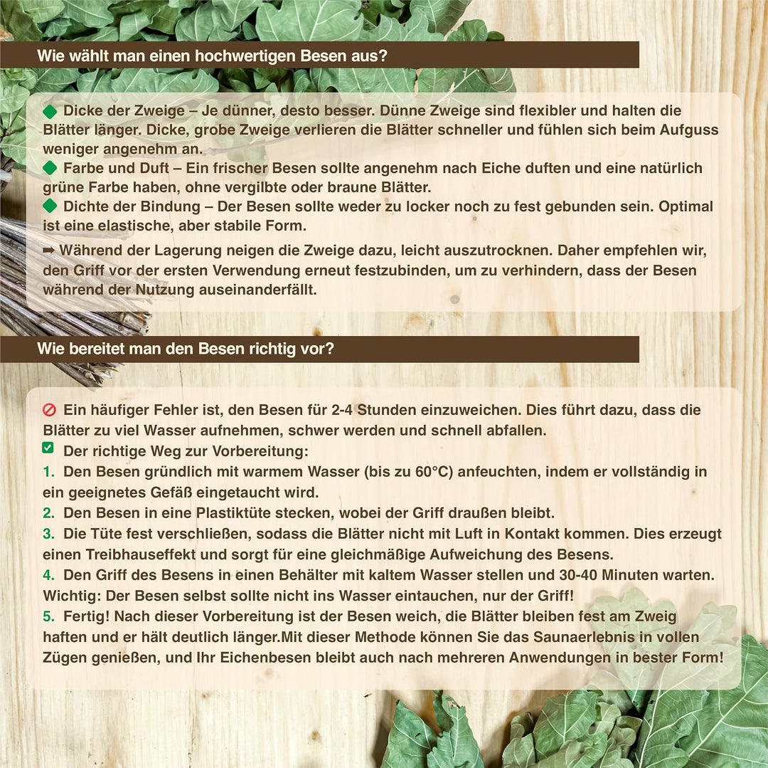 Кaukasischer Eichenbesen Profi Russian Venik aus kaukasischer Eiche – Professioneller Whisk/Banya-Be