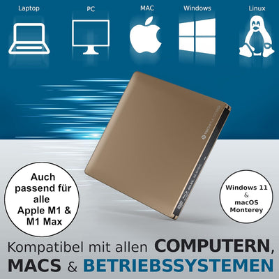 techPulse120 USB 3.0 Typ-C externer Blu-ray Brenner 3D M-Disc BDXL 100GB Burner Superdrive Blueray L