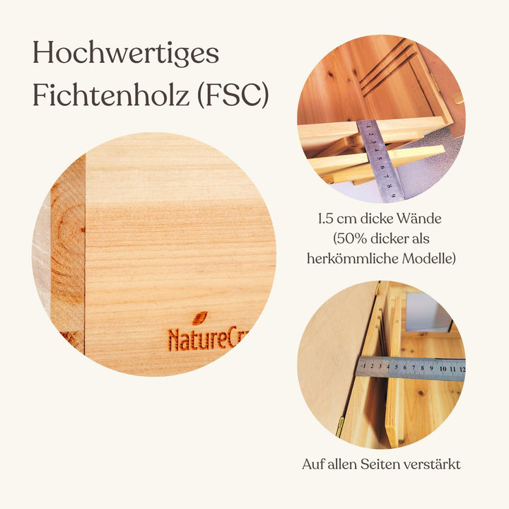 NatureCrafts Premium Igelhaus - Wasserdichtes Igelhaus mit Boden & 1,5cm dicken Wänden & doppelter B