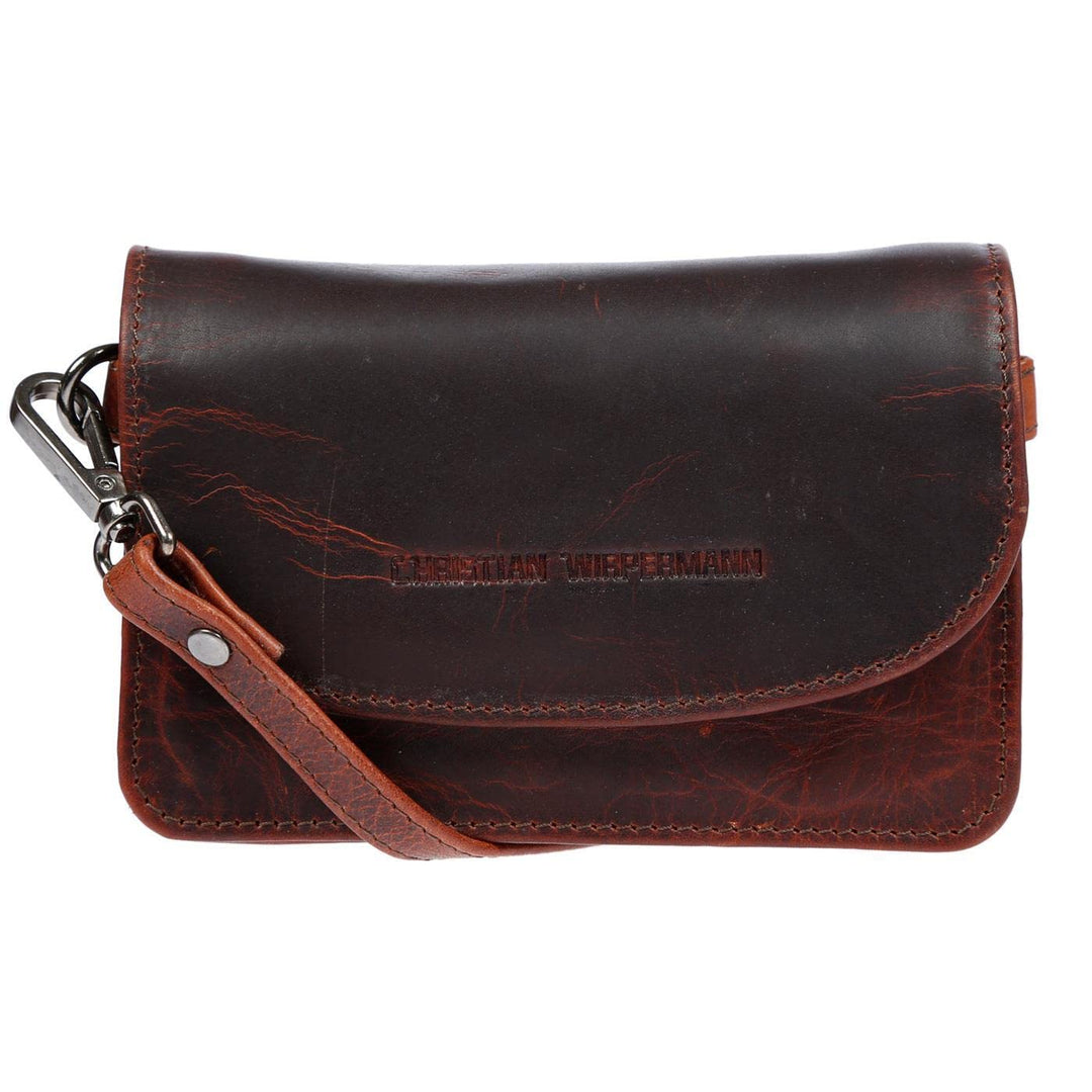 Christian Wippermann kleine echt Leder Damen Tasche Umhängetasche mit RFID Schutz Braun, Braun