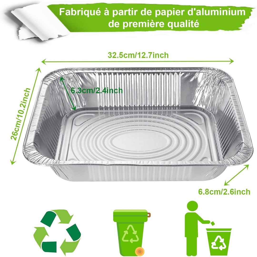 SENENQU 30 Stück Grill Aluschalen Gross 3500ML, Grillschalen Aluminium 32,5 x 26 x 6 cm, Einweg Alum