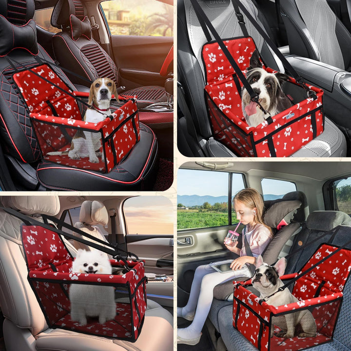 Nobleza Auto Hundesitz für Kleine Hunde & Katzen, Faltbarer Hundeautositz mit Sicherheitsgurt & Reis