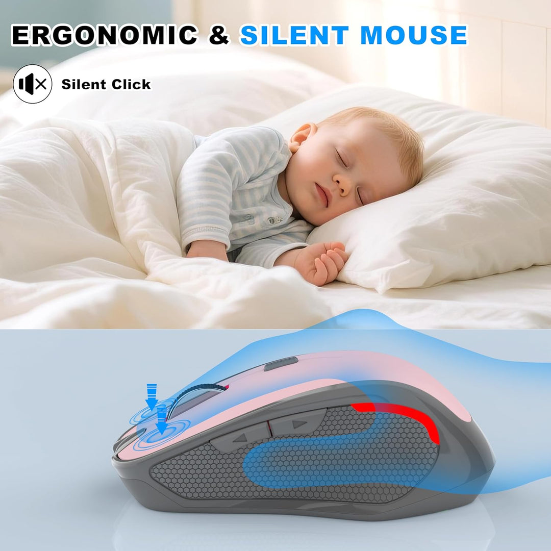 Azmall Ergonomische Maus Kabellos für Laptop/PC/MacBook/iPad, 2.4GHz & Bluetooth Büro Stumme Funkmau