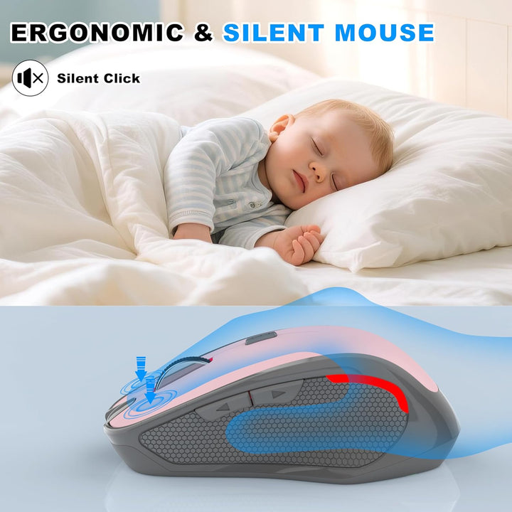 Azmall Ergonomische Maus Kabellos für Laptop/PC/MacBook/iPad, 2.4GHz & Bluetooth Büro Stumme Funkmau