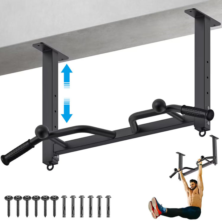 Kipika Heavy Duty Ceiling Mounted Pull Up Bar, Highly Adjustable, Multifunctional Chin Up Bar, Body