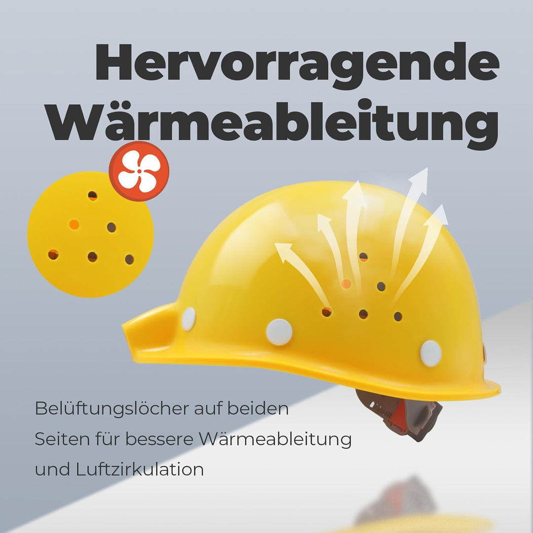 Bauhelm EN397, Mustbau Sicherheitsheilm, Arbeitshelm Schutzhelm für 53-65 cm Kopfumfang verstellbar,