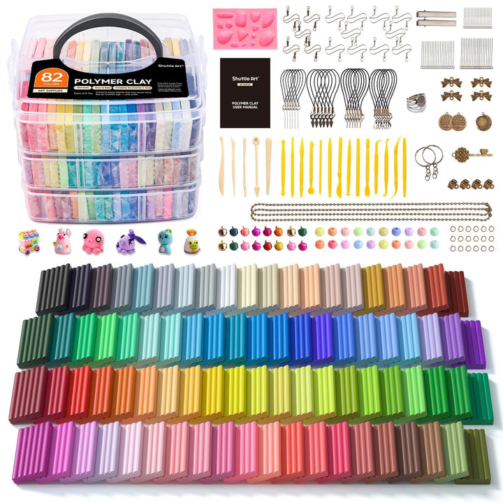 Shuttle Art 82 Polymer Clay, 82 buntes Weich-Ton-Set, 2,2 kg/ 4,9 lb, ofenhärtende Modelliermasse Se