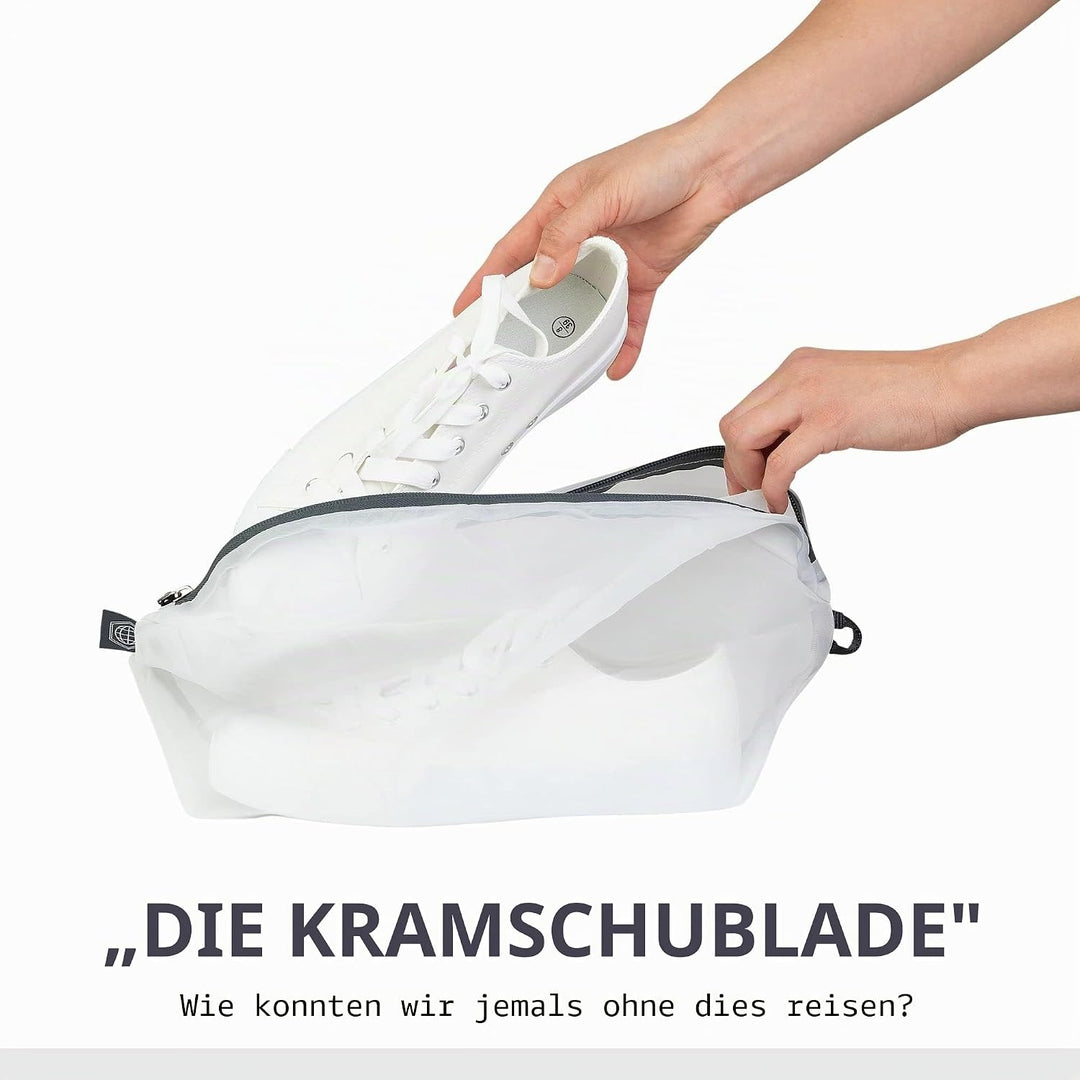 Grosses Packwürfel-Set mit durchsichtigem Netz, Kompressions-Verpackungswürfel, Reise-Organizer (wei