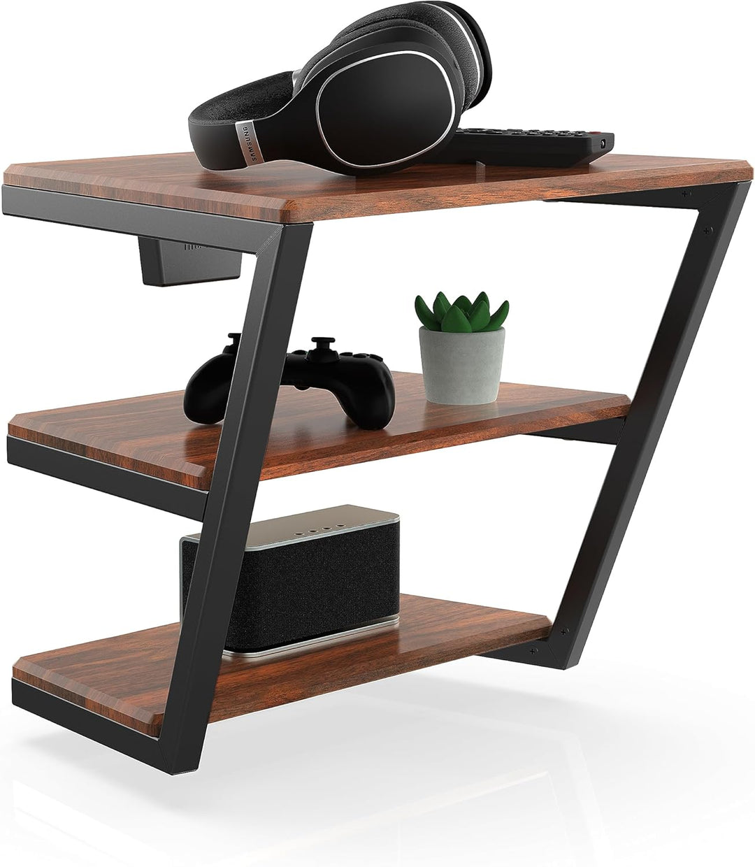 FITUEYES Design Multimedia Wandregal, Schweberegal aus Holz & Metall, HiFi Rack für TV Komponenten D