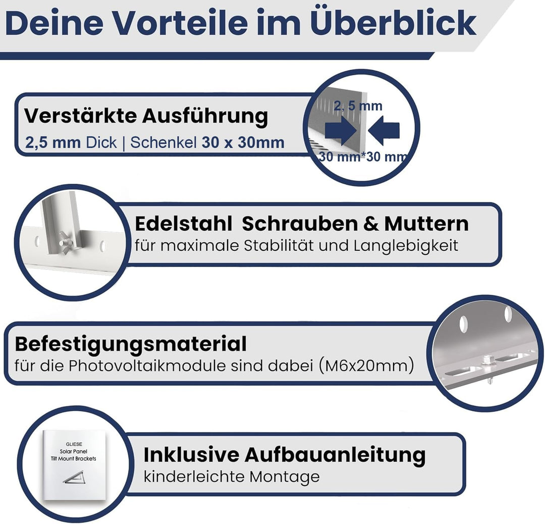 Solarmodul Halterung 45 Zoll,Photovoltaik Universal Solarmodul Halterungen 114CM photovoltaik, Balko