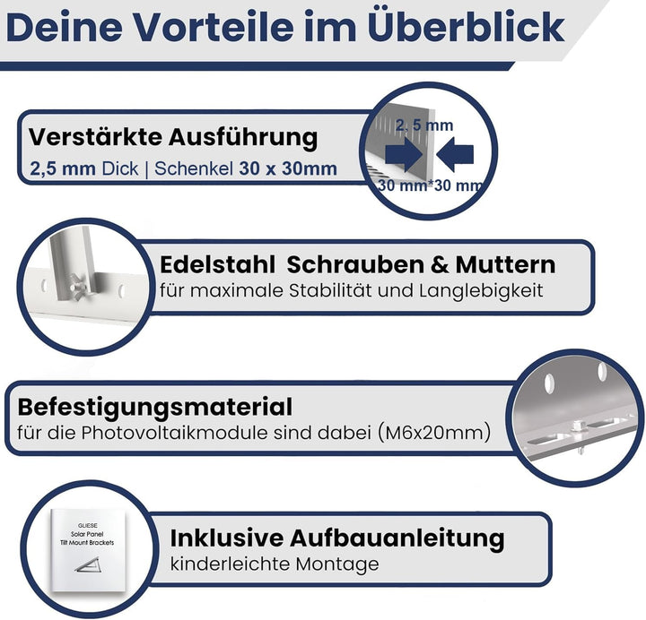 Solarmodul Halterung 45 Zoll,Photovoltaik Universal Solarmodul Halterungen 114CM photovoltaik, Balko