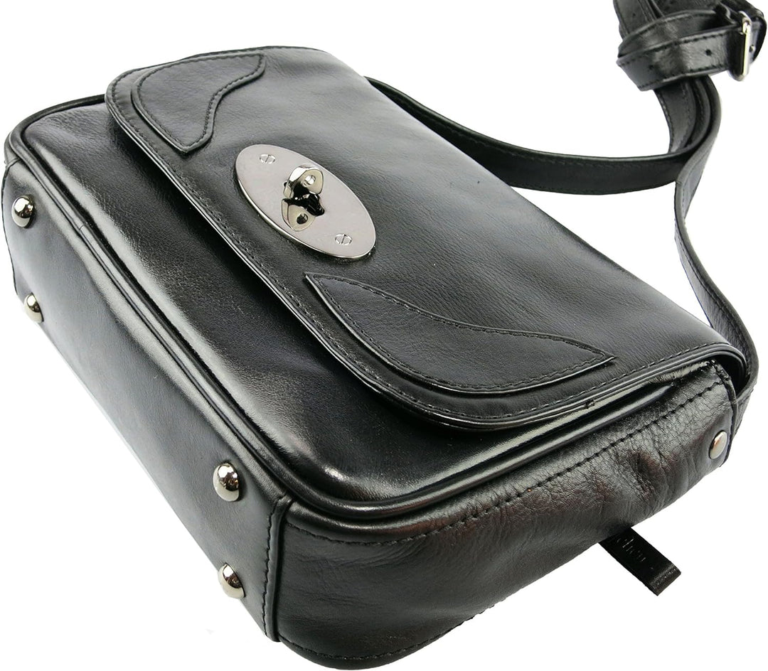 Gräs|chen Fräulein Annika Umhängetasche Leder 25 cm Schwarz, Schwarz