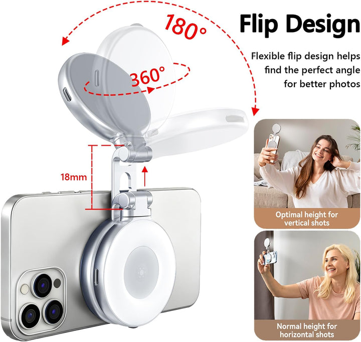 Magnetische Selfie-Licht, Magnetische Selfie Licht Kompatibel mit Magsafe, 360°LED Handy-Licht mit S