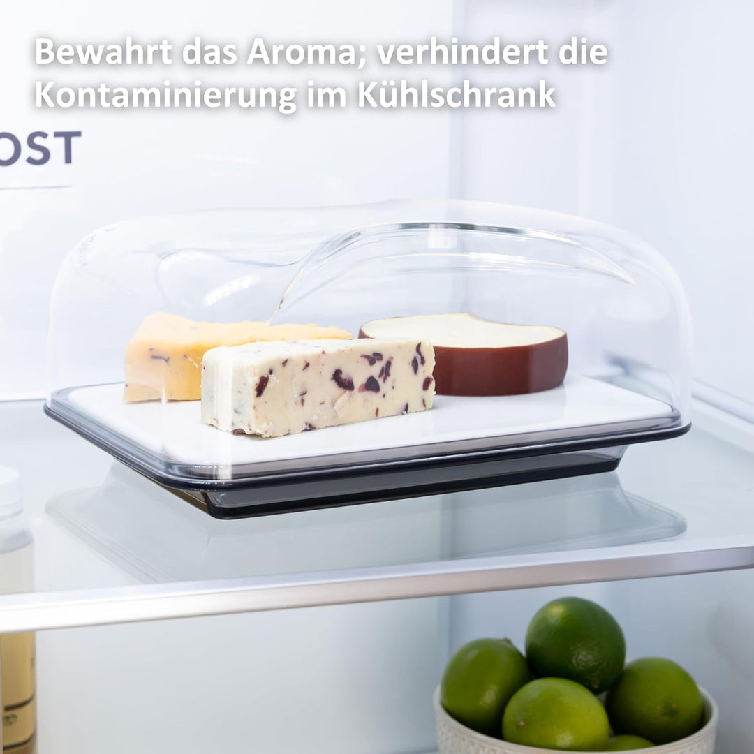 Haier – Aufbewahrungsbehälter für Käse mit Serviertablett / Porzellanplatte und Deckel / rechteckige