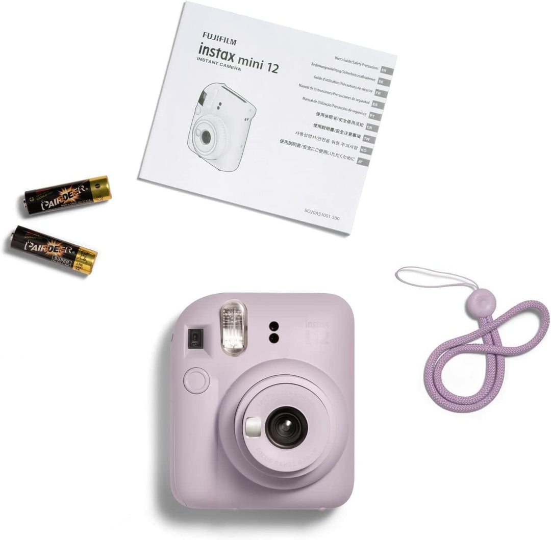 Fujifilm Instax Mini 12 Sofortbildkamera, Lila + 2er-Pack Film Kamera + 2er-Pack Filme fliederfarben