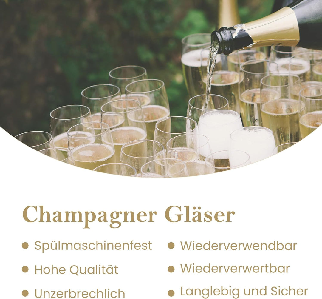 MyDrinkglass Sektgläser Plastik Givet | Weiss Champagner Gläser | 4 Stück | Kunststoff Gläser | Camp