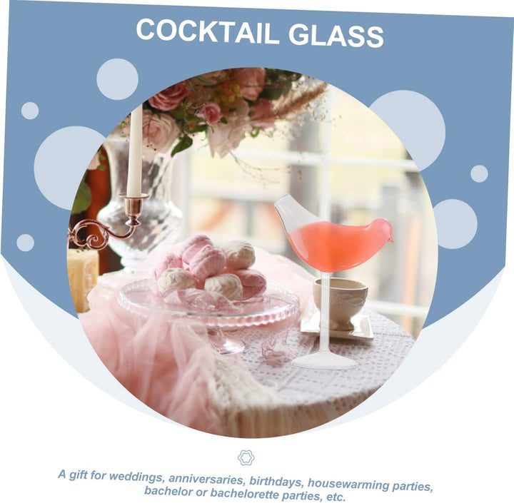 HEMOTON Weinflöten aus Glas, Vogelform, Cocktailglas, transparent, für Champagner, Wein, Trinkkelch,