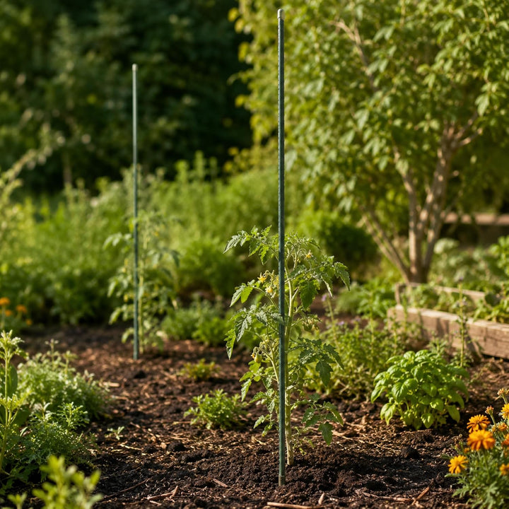 KADAX 10x Pflanzstäbe 120cm x 11mm, Blumenstütze aus Stahl, Beschichtete Pflanzstab, Pflanzen-Rankst
