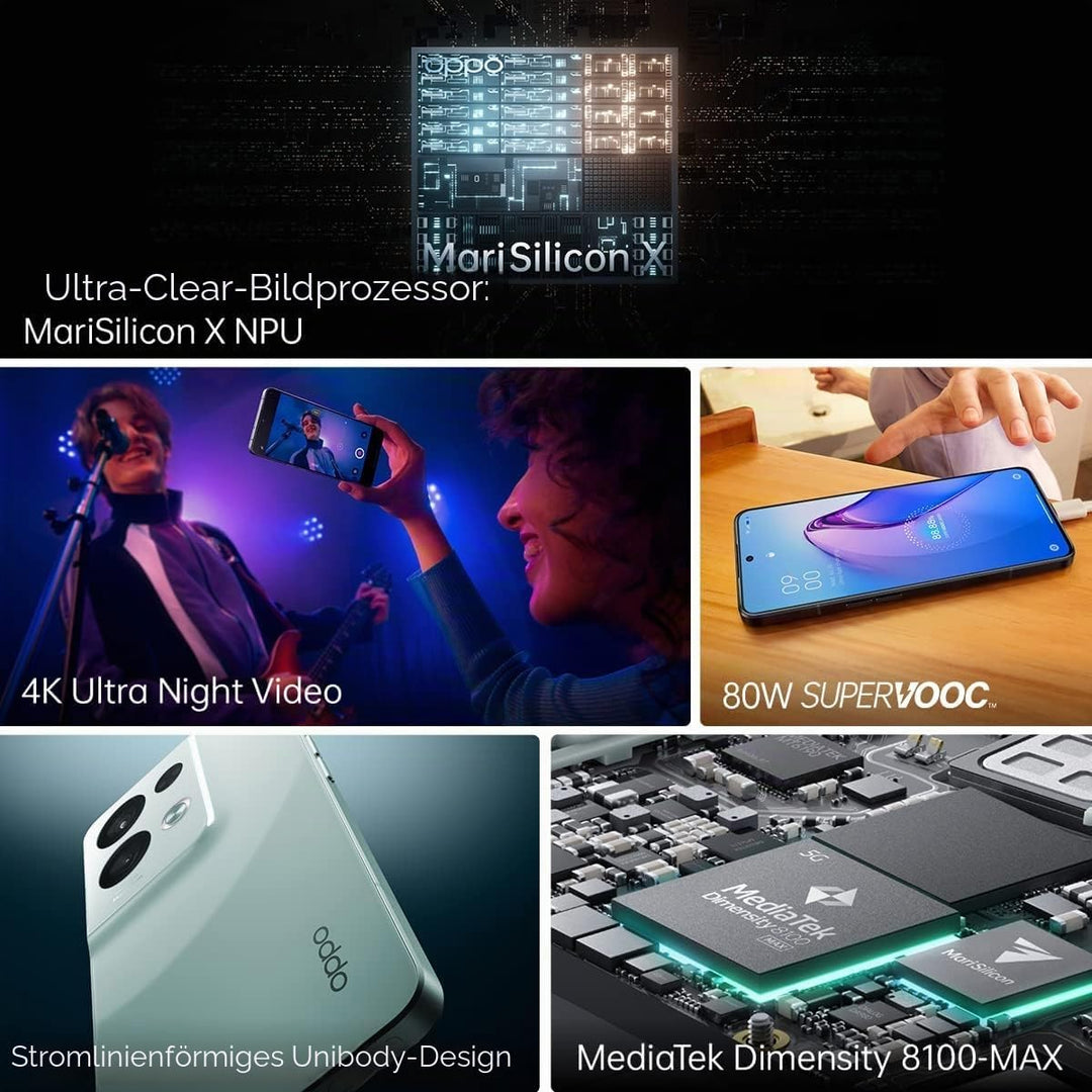 OPPO Reno8 Pro Smartphone, MediaTek Dimensity 8100-MAX 5G, 6,7 Zoll (17 cm) 120 Hz AMOLED-Bildschirm