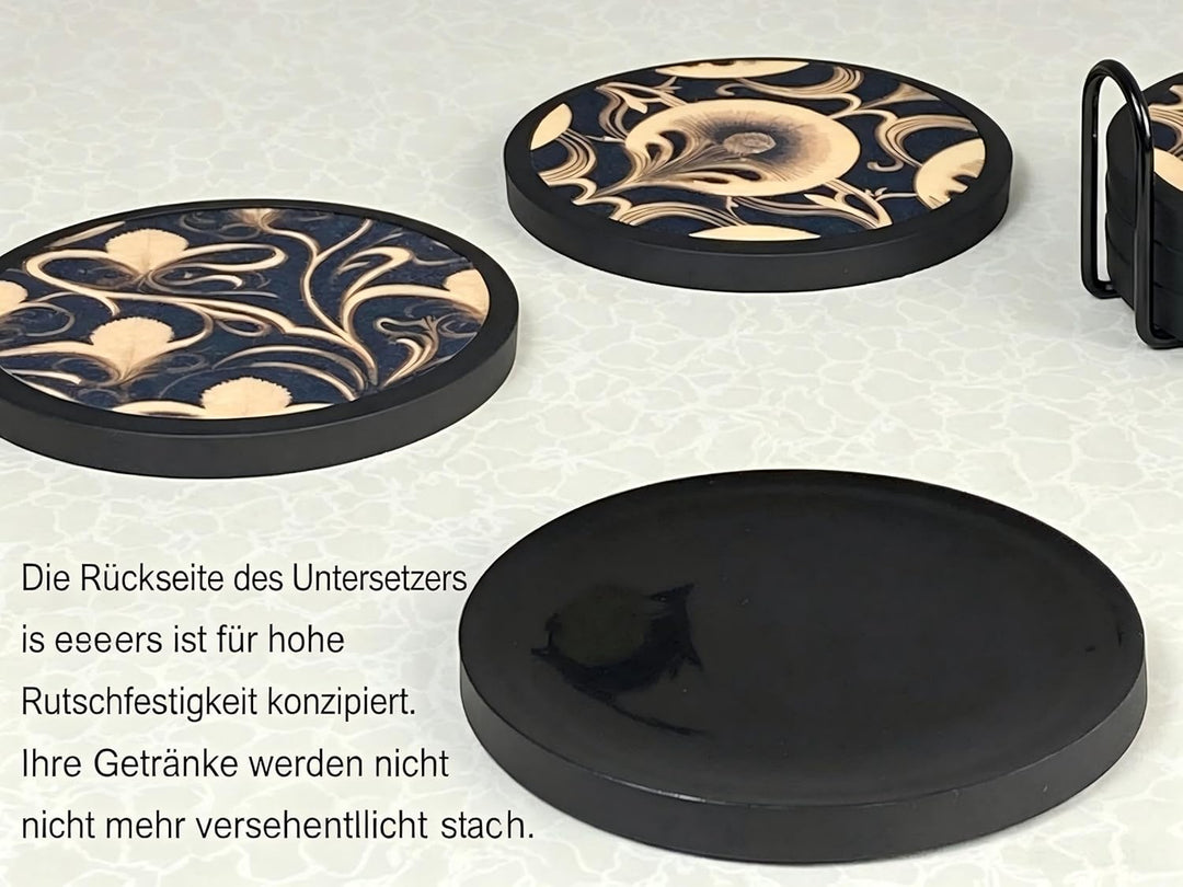 Silikon-Untersetzer Set 6 Stück - rutschfeste Getränkeuntersetzer mit 6 Saugfähigen Filzeinsätzen (Z