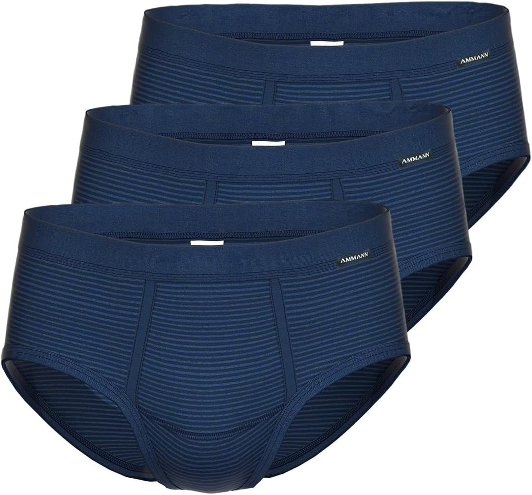Ammann 3er Pack Jeans - Herren Sport Slip - Unterhose Feinripp mit Eingriff und weichem Komfortbund