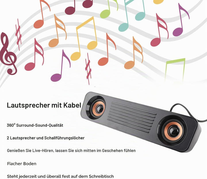 KIMISS Kabelgebundene Soundbar Soundbar mit Subwoofer, ABS, Kabelgebundener Lautsprecher, HiFi-Stere