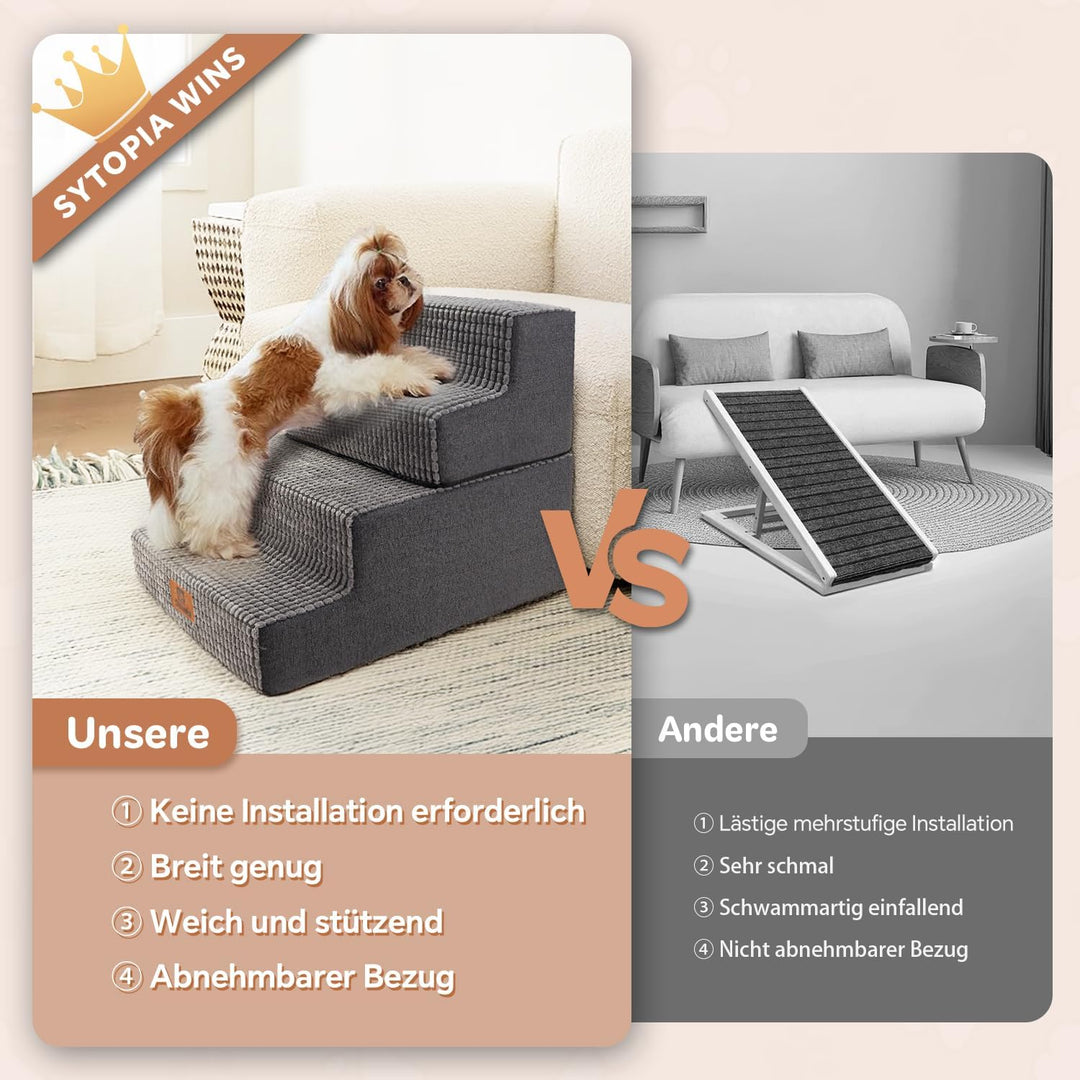 Sytopia Hundetreppe 4 Stufen, 45,7 cm hoch, bis 35 kg, Haustiertreppe für kleine/mittelgrosse Hunde