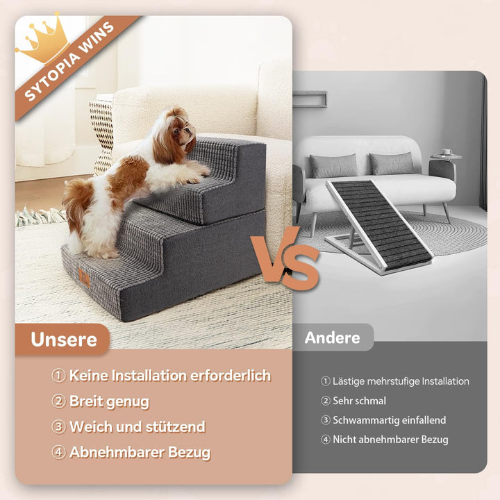 Sytopia Hundetreppe 4 Stufen, 45,7 cm hoch, bis 35 kg, Haustiertreppe für kleine/mittelgrosse Hunde