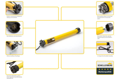 Schellenberg 20610 Rolladenmotor MAXI Standard 10 Nm, mechanische Endlageneinstellung, Rohrmotor für