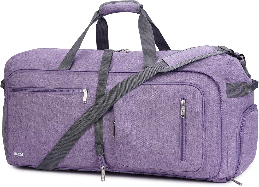 WANDF Reisetasche 85L mit Schuhfach Faltbare Weekender-Reisetasche Handgepäck für Männer Frauen (Lil