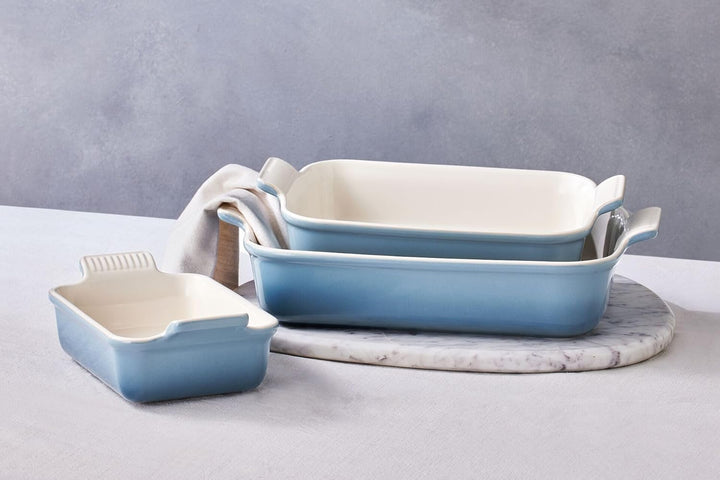 Le Creuset Rechteckige Auflaufform Tradition aus Steinzeug, 19 cm, 1.1 Liter, Chambray, 711021943400