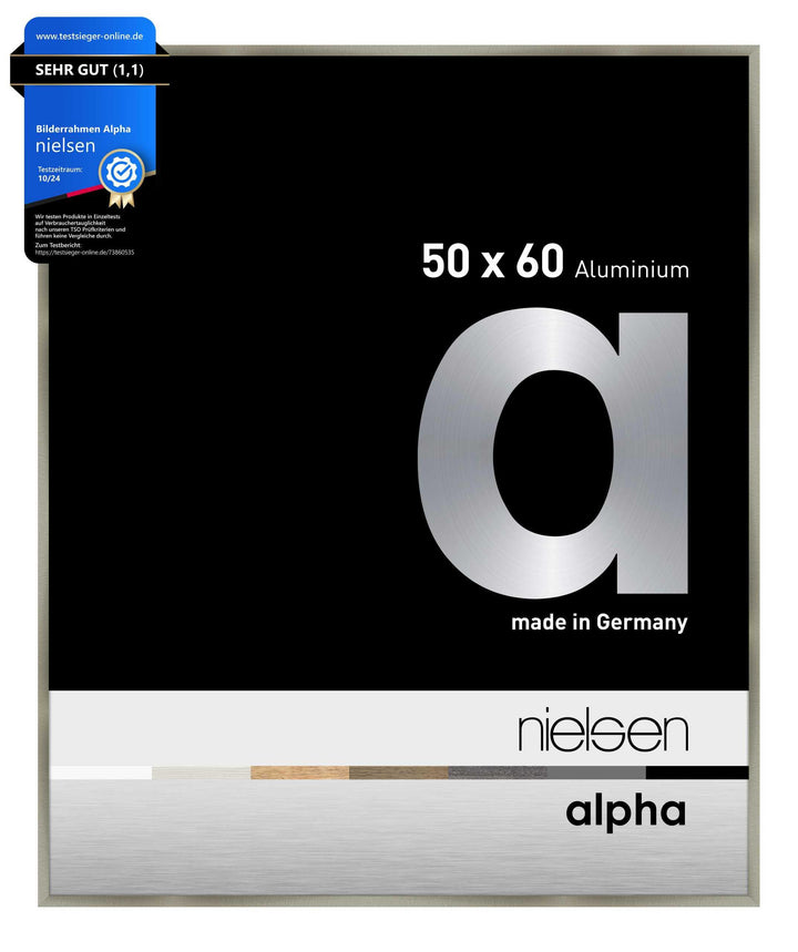 nielsen Aluminium Bilderrahmen Alpha, 50x60 cm, Brushed Edelstahl Brushed Edelstahl 50 x 60 cm, Brus