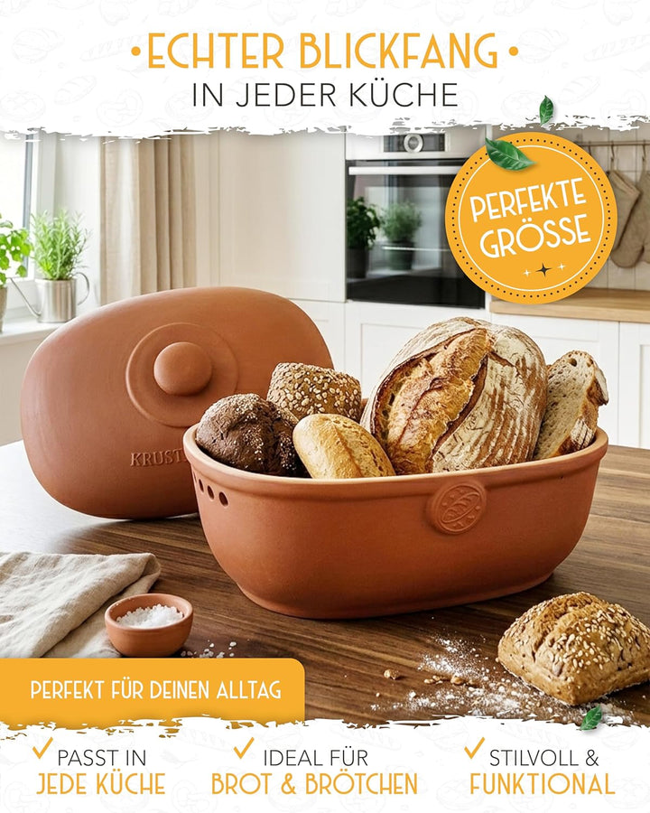 KRUSTENZAUBER Brotkasten Keramik zur Brotaufbewahrung – Moderne Brotbox mit Deckel – Bread Box ideal