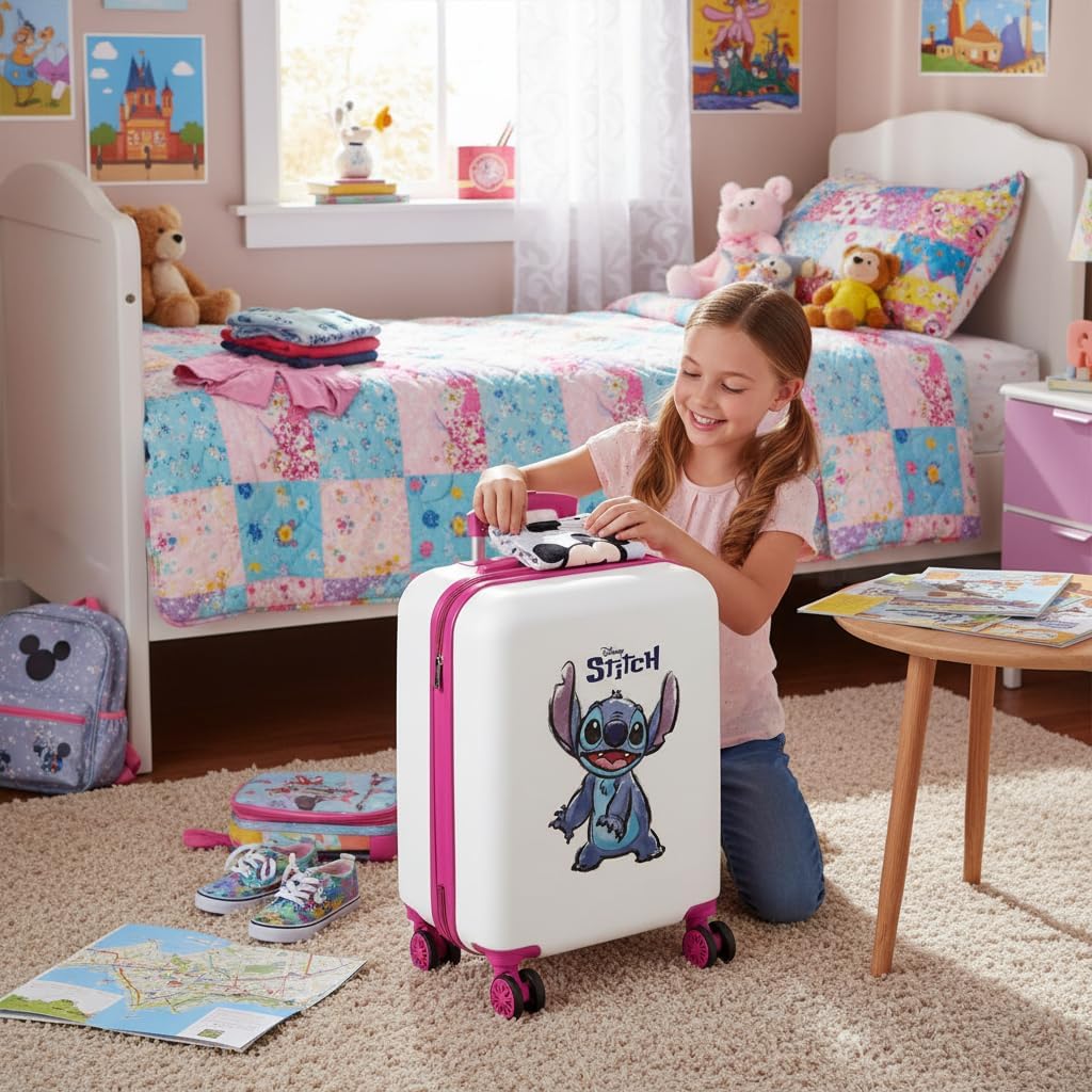 Disney Stitch Naughty Make a Face Blauer Kinderkoffer 50x38x20 cm Starres ABS Seitliches Zahlenschlo