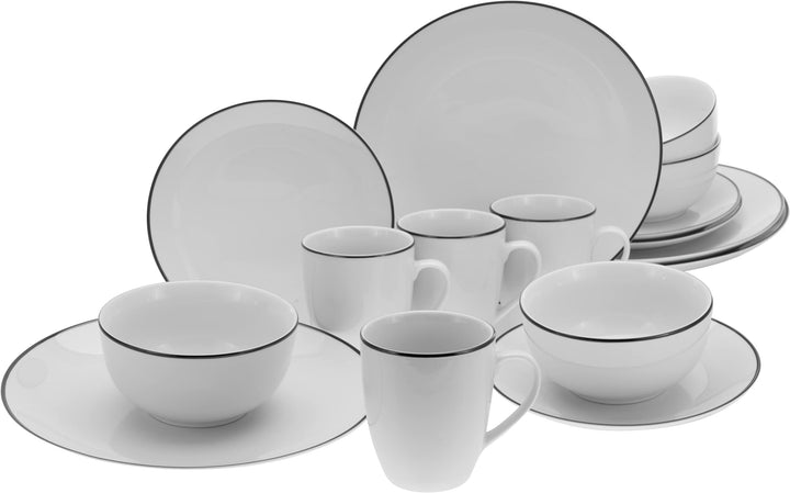 CreaTable, 16798, Serie Luna Black Line, Geschirrset, Kombiservice 16 teilig, Kombiservice 16 teilig
