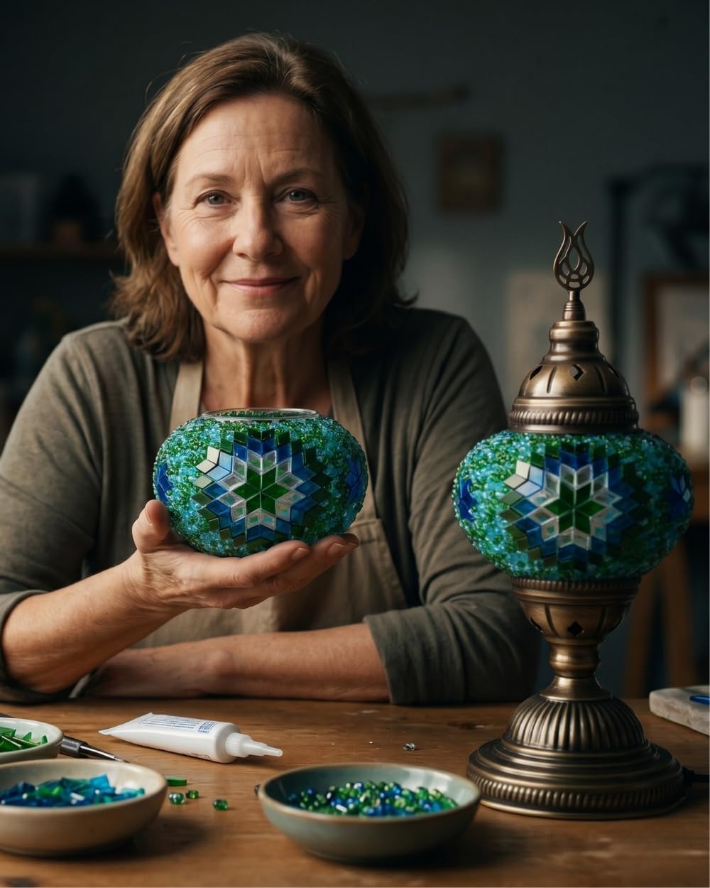 DEMMEX DIY Türkisches Mosaiklampen-Set, komplettes Kunst- und Handwerks-Geschenkset für Erwachsene u