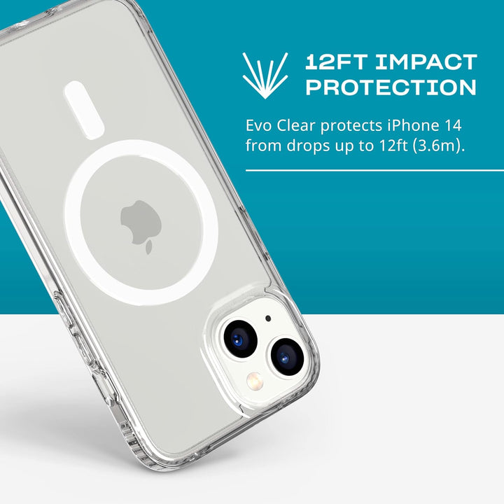 tech21 iPhone 14 Evo Clear Kompatibel mit MagSafe® - Kratzfest, Stossdämpfend, Klar Handyhülle mit 3