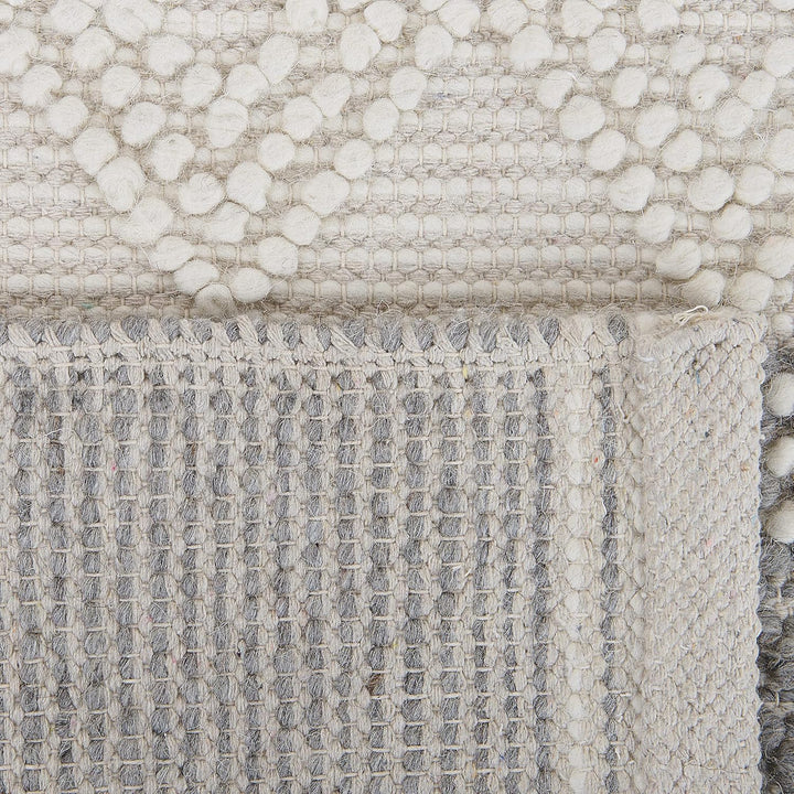 Teppich Wolle beige/grau mit geometrischem Muster quadratisch 200x200 cm Bozova